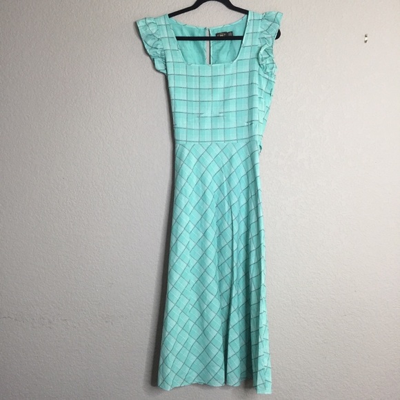 RRL Double Blue Checked Cotton Dobby Dress 8-10 - Picture 4 of 9